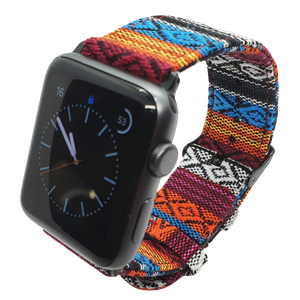 Max Tribal Fabric Watch Strap Compatible with all Apple iWatch Red/Blue Multi-Coloured