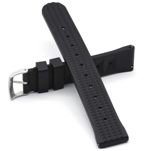 Max FKM Rubber Waffle Style Quick Release Watch Strap Black